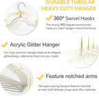 VSV stoage Clear Clothes Hangers 16", 40 Pack Plastic Coat Hanger for Adult Closet, Bling Thin Hangers with Swivel Gold Hook, Notched Shoulders Perchas - Clothing Rack for Bridesmaid Dresses