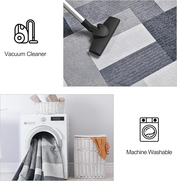 FlyDOIT Modern Geometric Patchwork Area Rug, 6x9 Gray Large Rugs for Living Room, Rockwood Collection Indoor Rugs for Bedroom, Throw Carpet Floor Decor for Entryway Dining Room Office Dorm Nursery