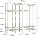 Large Portable Wardrobe with 4 Hanging Rods and Drawers, Armoire, Metal Storage Wardrobe Hangers, Upgraded Grey Non-Woven Dust Cover for Handing Closet,Large Closets for Bedroom