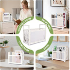 Magazine Rack & Holder – Multi-Purpose Storage Organizer for Magazines, Books, Newspapers, Mail, Tablets | Sturdy White Basket for Home, Office, Bathroom | Sleek Design & Easy Assembly