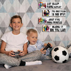 Hatzelou 4Pcs Game Room Hanging Decor Sign, Watercolor Game Wall Wooden Sign, Game Room Accessories Hanging Sign, Gamer Hanging Plaques for Teen Room Bedroom Playroom Decorations, black