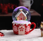 Christmas Snow Globe Musical Gingerbread Men House Christmas Tree Water Snow Globes with 7 Colors Light Change Music Box Home Christmas Decor for Kids