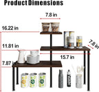Countertop Organizer Organization 3 Tier Kitchen Corner Shelves Adjustable Spice Storage Rack for Bathroom Coffee Area Over Sink (Black Oak)