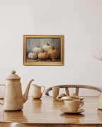 VIYYIEA Vintage Gold Framed Wall Art for Living Room, Pumpkins Canvas Prints Home Decor, Oil Painting Picture, Bedroom Wall Decor Gifts for Friends or Family -【Five Pumpkins 】-(16L x 12W)