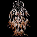 Dream Catcher with Feathers, Heart Shaped Dream Catcher Indians Traditional Love Net Wall Hanging Bedroom Home Car Decor (Beige)