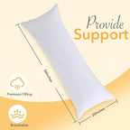 Oubonun Premium Striped Body Pillow, Breathable Cooling Cotton Cover, Soft and Fluffy 3D Down Alternative Microfiber Filled, Long Bed Pillow for Side Sleepers, 20"x54"