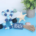 Meplait Wood Bead Garland, Coastal Tassel Garland with Beach Tag Boho Farmhouse Decor for Tiered Tray Table Centerpiece Wall Home Decoration
