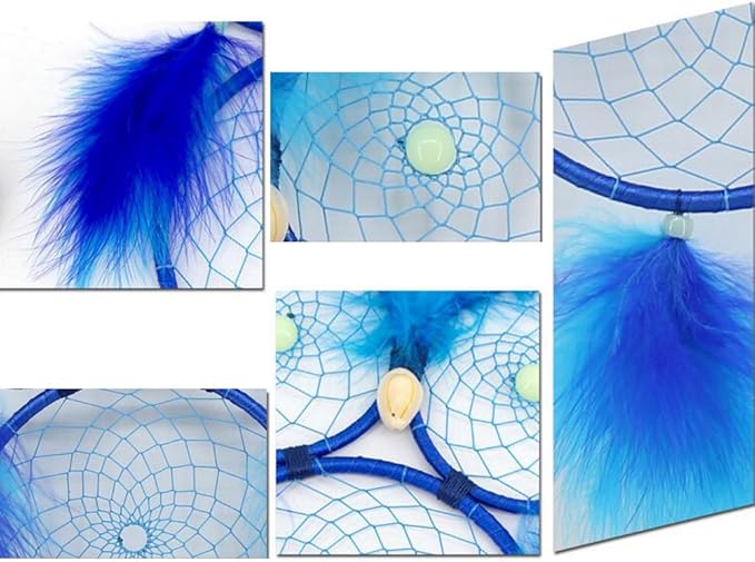 Owl Dream Catcher for Kids, Glow in The Dark Blue Dream Catchers Owl Decor for Home Bedroom Wall Hanging Decorations