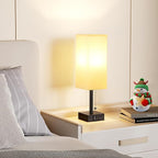aooshine Bedside Table Lamps Set of 2 - Small White Bedroom Lamps with 3 Color Temperatures (3000K/5000K/4000K), Square Nightstand Lamp with USB C + A Charging Ports, Pull Chain Night Light
