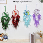 Handmade Dream Catcher, Animal Design Feather Dream Catchers Wall Decoration, Art Craft Feather Wall Decor for Home, Gift for Girls Kids Women (Red)