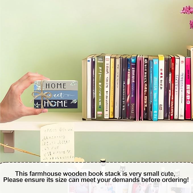 Mini Decorative Books For Home Decor, Small Wood Book Stack For Table Decor, Home Sweet Home decoration Books For Living Room Bookshelf, Farmhouse Stacked Books decoration（L51)