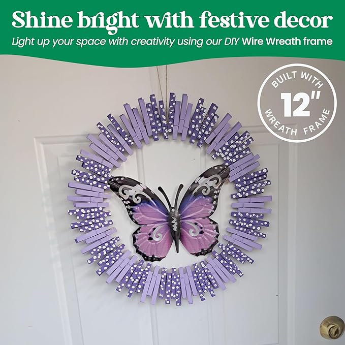 5-Pack Wire Wreath Frame – Round Metal Wreath Form with Ring Design for DIY Crafts, Floral Projects, and Home Decor – Dark Green Wire Frame for Christmas Holiday & Weddings (5, 12 Inches)