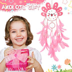 Geelin Axolotl Dreamcatcher Wall Decor Cute Animal Wall Hanging Dreamcatcher with Feather Axolotl Birthday Party Handmade Gifts for Girls Room Bedroom DIY Decor