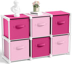 6 Cube Storage Organizer with Shelf Back to School Boxes 11 Inch Toy Storage Bins Closet Organizers Drawers Fabric Dresser for Playroom Books Bedroom Dorm Kitchen (Pink,Rose)