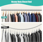 Closet Rod, 16 to 87 Inch Closet Rods Heavy Duty Adjustable Wardrobe Poles for Hanging Clothes and Heavy Duty Bracket Closet Pole Support (The Shelf NOT Included)(Silver)