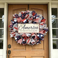 4th of July Decorations Outdoor Patriotic Wreaths for Front Door 250th Anniversary Decorations Red White and Blue American Flag Wreath (America 1)