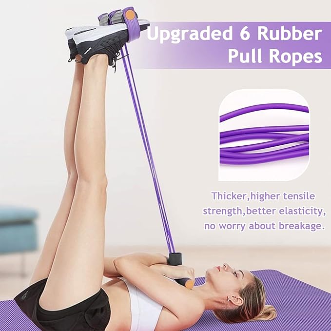 Kammoy 6-Tubes Tension Rope, Multifunction Elastic Yoga Pedal Puller Resistance Band, Natural Latex Tension Rope Fitness Equipment, for Abdomen, Waist, Arm, Leg Stretching Slimming Training