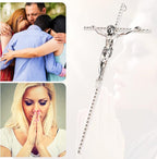 DCCXN Crucifix Wall Cross, Catholic Silver Metal Wall Crucifix with Custom Engraving Design for Home Decor - 10 Inch