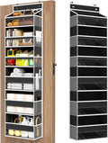 Over The Door Organizer, 6 Shelf Door Hanging Organizers with 6 Large Capacity Pockets, Behind Door Storage Hanging Shelves for Closet Wall Bathroom Bedroom Nursery