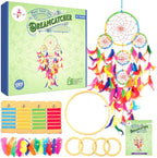 Kalakaram DIY 5 Ring Dream Catcher Making Kit | Create Magical Dream Catcher with Wooden Rings, Feathers, Beads & Colorful Yarns | Room Decor Craft Kit