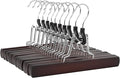 Amazon Basics Wooden Pants Hangers Closet Organizer, Cherry, 10-Pack