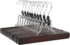 Amazon Basics Wooden Pants Hangers Closet Organizer, Cherry, 10-Pack