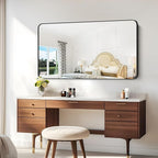 BONEWEI 30x55 inch Bathroom Mirror,Black Rectangle Mirror,Wall Mounted Bathroom Frame Vanity Mirror with Round Corner for Bedroom Living Room, Entryway Hangs Horizontal or Vertical