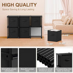 6 Cube Storage Organizer with Shelf Back to School Boxes 11 Inch Toy Storage Bins Closet Organizers Drawers Fabric Dresser for Playroom Books Bedroom Dorm Kitchen (Black)