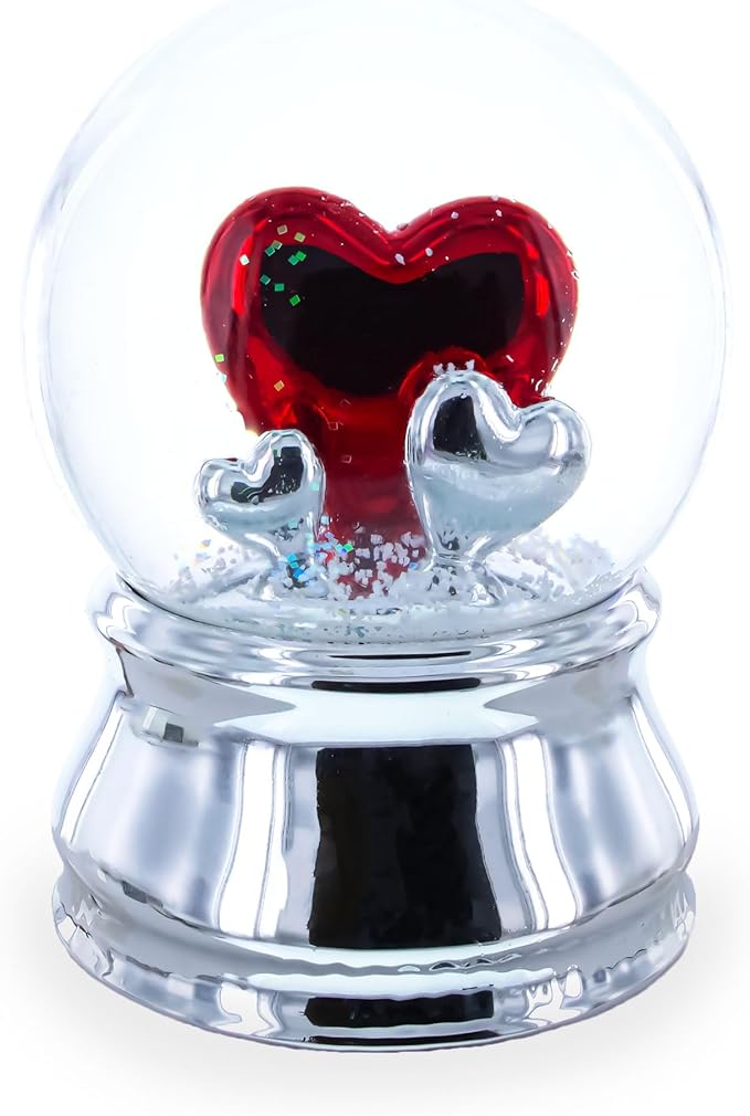 Romantic Red Heart in Love Glass Musical Water Snow Globe