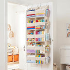 2 Pack Over the Door Organizer 5 Tiers, Extra Large Behind Door Storage of 10 Compartments, 80 lbs Weight Capacity Over Door Organizer, Door Hanging Organizer for Closet, Diaper Organizer, Beige