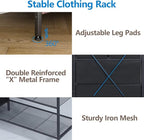 Auromie Heavy Duty Clothes Rack with 5 Drawers & 4 Storage Shelves, 70.9Hx59.1W Clothing Rack with 2 Hanging Rods, Wardrobe Closet Racks with 5 Hooks, Freestanding Garment Racks (Rustic Brown)