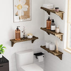 QsQueen Scalloped Wood Wall Shelf – 17 Inch Floating Shelf with Wood Brackets, Easy to Install Rustic Wall Shelf for Living Room, Bedroom, Bathroom, or Any Space