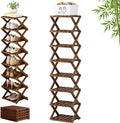 The 9-Tier No-Assembly Bamboo Rack, 3-9 Tiers Bamboo Shoe Rack, Foldable Bamboo Vertical Shoe Organizer, Multifunctional & Space-Saving, For Entryway, Closet, Corner, Bedroom, Hallway (Walnut, 8Tiers)