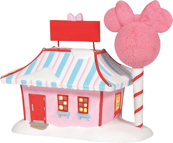Department 56 Disney Village Minnie Mouse Cotton Candy Shop Lit Building, 7.56 Inch, Multicolor