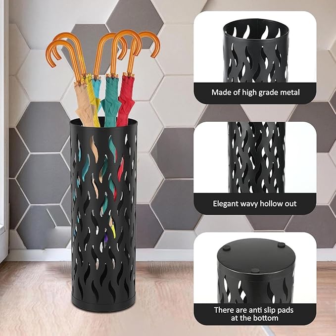 Umbrella Stand - Metal Organizer Standing,15x15x42cm Umbrella Stand Rack Bin | for Indoor Living Room Entryway Hallway Balcony Office Hotel Reception Lounge Restaurant