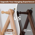Wall Rack with 16 Hooks, Wooden Wall Expandable Coat Rack for Coat, Hats, Baseball Caps, Coffee Mug, Jewelry(Natural)