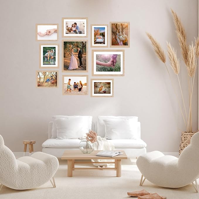 KTKDE 11x14 photo frames Set of 3 8 × 10 mats or 11x14 without MATS MDF covered wood grain paper frame, real glass 11 by 14 Studio Gallery Wall Art poster frame the best gift