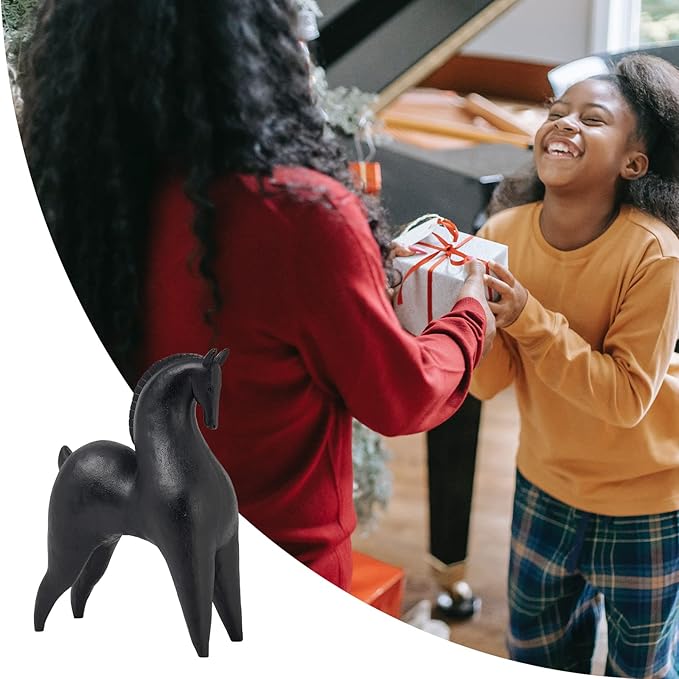 Cynkeyee Black Horse Statue Home Decor - Modern Abstract Horse Statues, Minimalist Decor Matte Black Horses Gift for Living Room Centrepiece Knick Knacks for Shelves 11.5x4.25x8.5 Inch