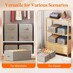 Lifewit 4 Pack Clothes Organizer, 6 Grids Closet Jean Storage Bins with Handles and Support Boards, Foldable Drawer Organizer for Sweater, Pants, T-shirt, Dress, Grey, 42 x 27 x 17 cm/16x10x7''