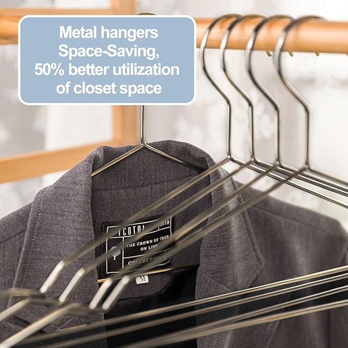 SPECILITE Metal Wire Clothes Hangers Bulk 30 Pack with Notches for Standard Size Coats, Shirts, Suits, Pants, Heavy Duty, Space-Saving, Black