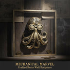 JJALIGHTS Exquisite Resin Animal Head Wall Sculpture (Gift Metal Frame) - octo Imitation Copper Vintage Decor for Living Room, Bedroom & Office | Decorative Wall Hanging Art (Octopus)