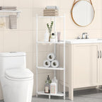 Wisuce Corner Shelf Stand - 4 Tier White Bamboo Small Corner Bookshelf for Office Kitchen Bedroom Plant Stand Living Room Decor Small Space