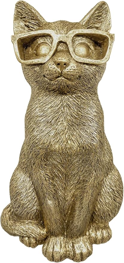 GUSFREUD Gold Animal Heads Sculptures Wall Art - Resin Faux Cat for Home Wall Decor, Cat Wall Hanging Decoration for Living Room, Bedroom & Kitchen, Unique Gift Idea