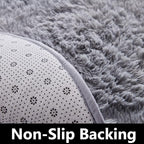 FJZFING Grey Round Rug Ultra-Soft Plush Modern 6x6 Circle Area Rug for Kid's Bedroom, Fluffy Shag Circular Rug for Nursery Room, Non-Slip Home Decor Cute Grey Carpet for Teen's Room