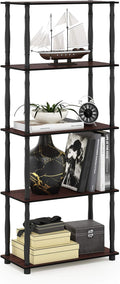 Furinno TURN-S-TUBE Storage Shelves, 5-Tier Book Shelf, Corner Shelf, Toolless Open Shelves, Classic Tubes, for Organization and Storage, Living Room, Garage, Home Office, Dark Cherry