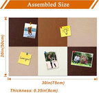 Square Felt Cork Bulletin Board Tiles, Self Adhesive DIY Felt Pin Board for Wall 30" x 20" with 35 Pushpins for Office School Home Wall Decor Stickers Memos Photos Display (Gradual Brown)