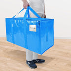 TICONN 4 Pack Extra Large Moving Bags Heavy Duty with Zippers & Carrying Handles, Durable Storage Bags Moving Boxes for Closet Organizers and Storage (4 Pack, Sky Blue)