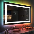 LOAAO 40”X30“ RGB LED Bathroom Mirror with Lights for Bathroom, Anti-Fog, Dimmable，Multiple Light Modes, RGB Backlit + Front Light, Memory Function, Tempered Glass