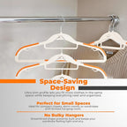 Plastic Hangers 50 Pack, Cascading Slim Space Saving Clothing Hangers with 360° Rotating Hook, Non Slip Clothes Hangers for Sweater Shirt, Heavy Duty Coat Hanger with Inner Hook for Closet, White