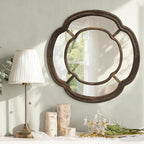 Irregular Wall Mirror, Large Round Wavy Hanging Mirror Circle Wooden Framed Decorative Mirrors 20 Inch for Living Room Hallway Entryway Decor Mirrors